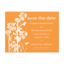 Tangerine Japanese Floral Save the Date postcards