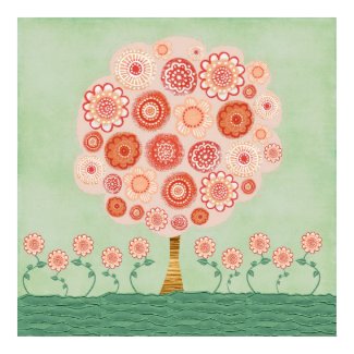 Tangerine Landscape Mixed Media Poster Print Art print