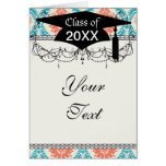 tangerine orange and aqua blue ornate damask card