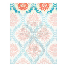 tangerine orange and aqua blue ornate damask custom letterhead