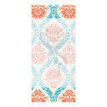 tangerine orange and aqua blue ornate damask customized rack card