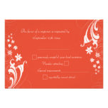 Tangerine Orange and Cream Floral Swirls RSVPs Invitation