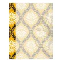tangerine orange black white ornate damask letterhead design