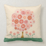 Tangerine Orange Blossom Tree Original Art Cushion Pillows