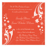 Tangerine Orange Floral Swirls Wedding Invitations