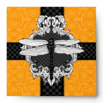 Tangerine Orange Square Dragonfly Envelopes