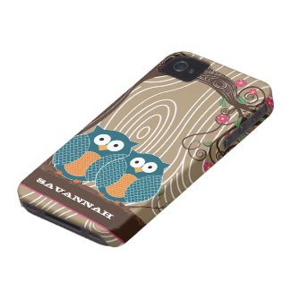 Tangerine Owl Wood Grain Tree Zig Zag Choose Color casematecase