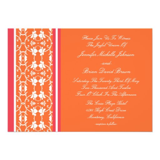 Tangerine Raspberry Orange Wedding Invitations