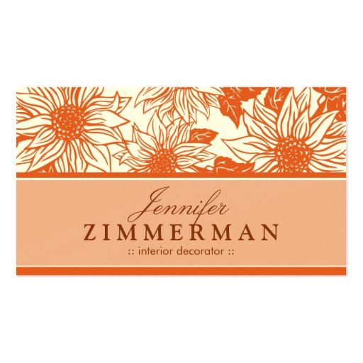 Tangerine Sunflowers Floral Business Card (front side)