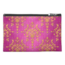 Tangerine Tango Daisy Damask Travel Accessory Bags