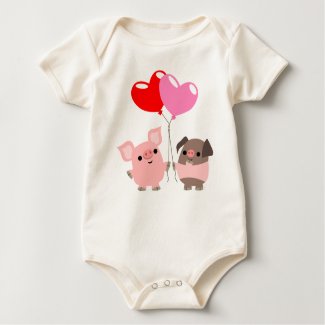 Tangled Hearts (Cartoon Pigs) Baby apparel shirt