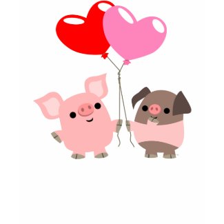 Tangled Hearts (Cartoon Pigs) children T-shirt shirt