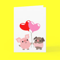 Tangled Hearts (Cartoon Pigs) greeting card by Lioness_Graphics Tangled Hearts (Cartoon Pigs) greeting card