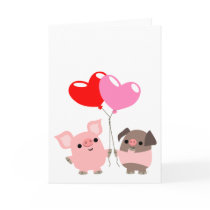 Tangled Hearts (Cartoon Pigs) greeting card by Lioness_Graphics Tangled Hearts (Cartoon Pigs) greeting card