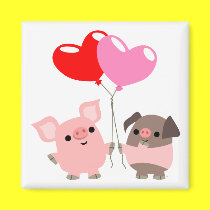 Tangled Hearts (Cartoon Pigs) Magnet by Lioness_Graphics Tangled Hearts (Cartoon Pigs) Magnet