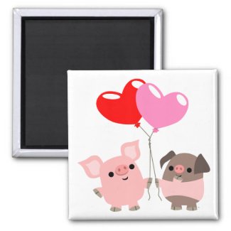 Tangled Hearts (Cartoon Pigs) Magnet magnet