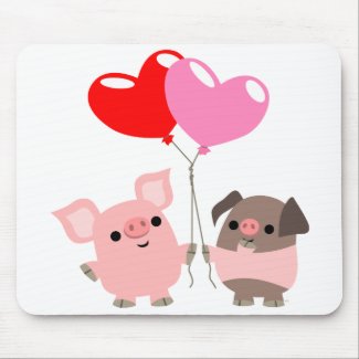Tangled Hearts (Cartoon Pigs) mousepad mousepad