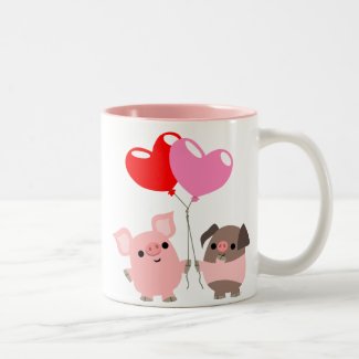 Tangled Hearts (Cartoon Pigs) Mug mug