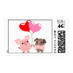 Tangled Hearts (Cartoon Pigs) postage stamp