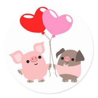 Tangled Hearts (Cartoon Pigs) sticker sticker