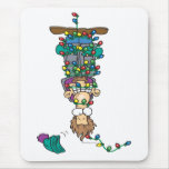 tangled in christmas lights funny cartoon design mouse pad