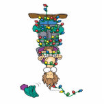 tangled in christmas lights funny cartoon design photo cutout