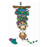 tangled in christmas lights funny cartoon design post cards