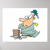 tangled in wrapping paper funny cartoon poster