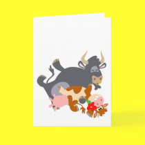 Tango!! (cartoon bull and cow) Greeting card by Lioness_Graphics Tango!! (cartoon bull and cow) Greeting card