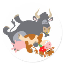 Tango!! (cartoon bull and cow) sticker by Lioness_Graphics Tango!! (cartoon bull and cow) sticker