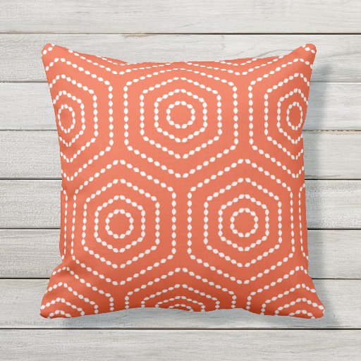 Tango Orange Geometric Pattern Outdoor Pillows Zazzle