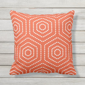 Tango Orange Geometric Pattern Outdoor Pillows