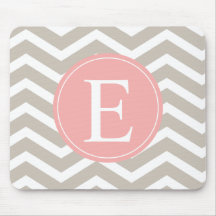 Tank Peach Pink Chevron Monogram Mousepads