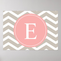 Tank Peach Pink Chevron Monogram Print