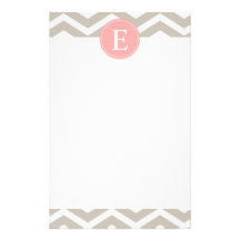 Tank Peach Pink Chevron Monogram Personalized Stationery