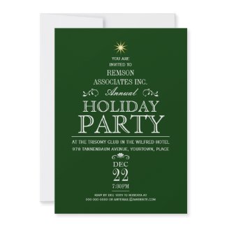 Tannenbaum Typographic Emerald Holiday Party Personalized Announcement