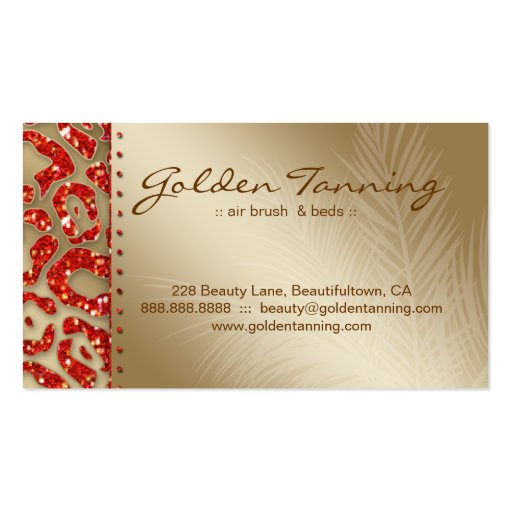 Tanning Business Card Blonde Leopard Orange Gold (back side)