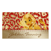 Tanning Business Card Blonde Leopard Orange Gold business cards