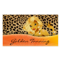 Tanning Business Card Blonde Leopard Orange Yellow business cards