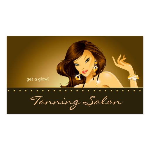 Tanning Business Card Gold Woman Dark (front side)