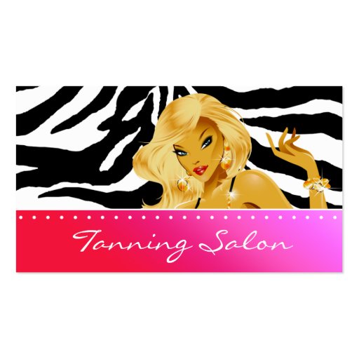 Tanning Business Card Red Pink Blonde Woman
