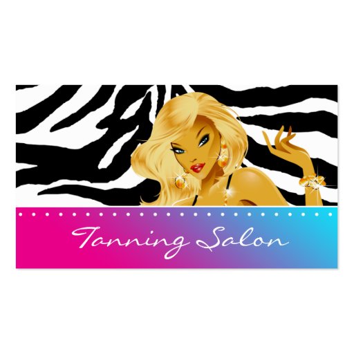 Tanning Business Card Red Pink Blonde Zebra (front side)
