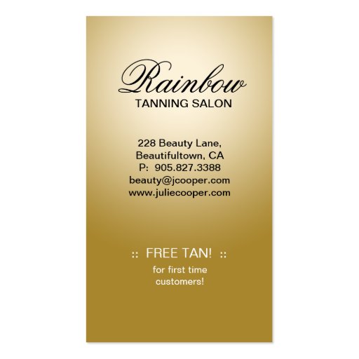 Tanning Business Card Sparkle Zebra Purple Gold (back side)