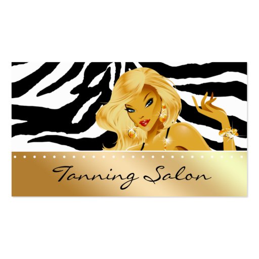 Tanning Business Card Super Gold Blonde Zebra (front side)