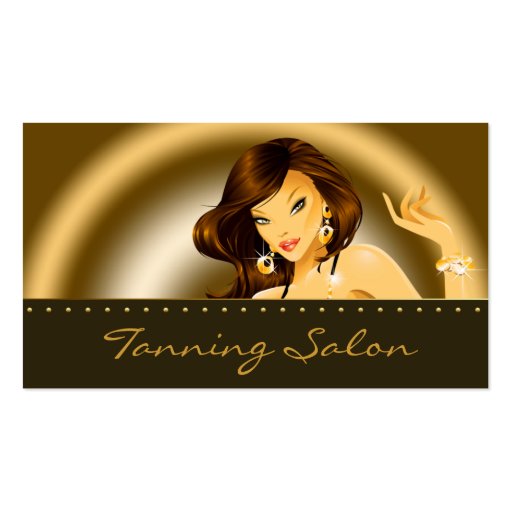 Tanning Business Card Super Gold Woman Dark (front side)