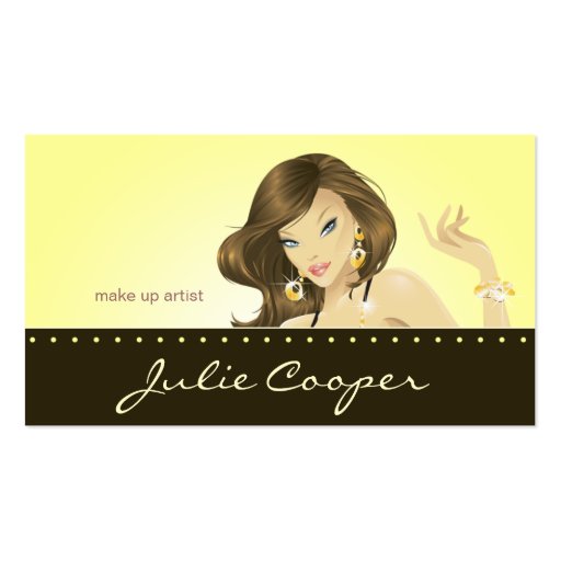 Tanning Business Card Yellow Woman (front side)