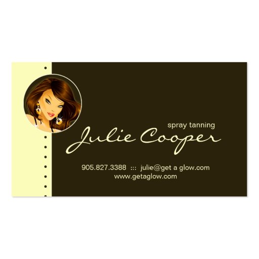 Tanning Business Card Yellow Woman Dark 3 (back side)