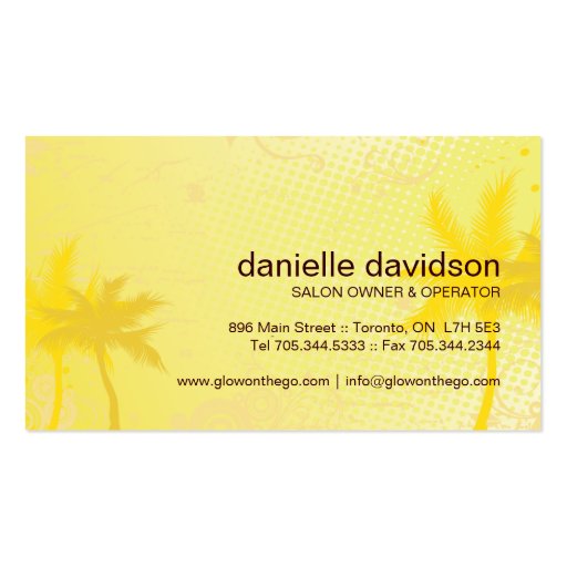 Tanning Salon Business Card (back side)