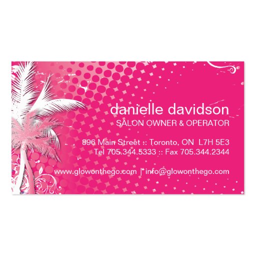 Tanning Salon Business Card (back side)