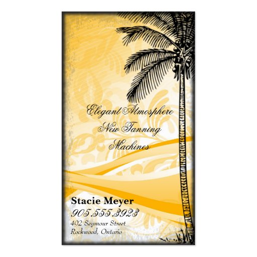 Tanning Salon Business Card Yellow Palm Tree (back side)